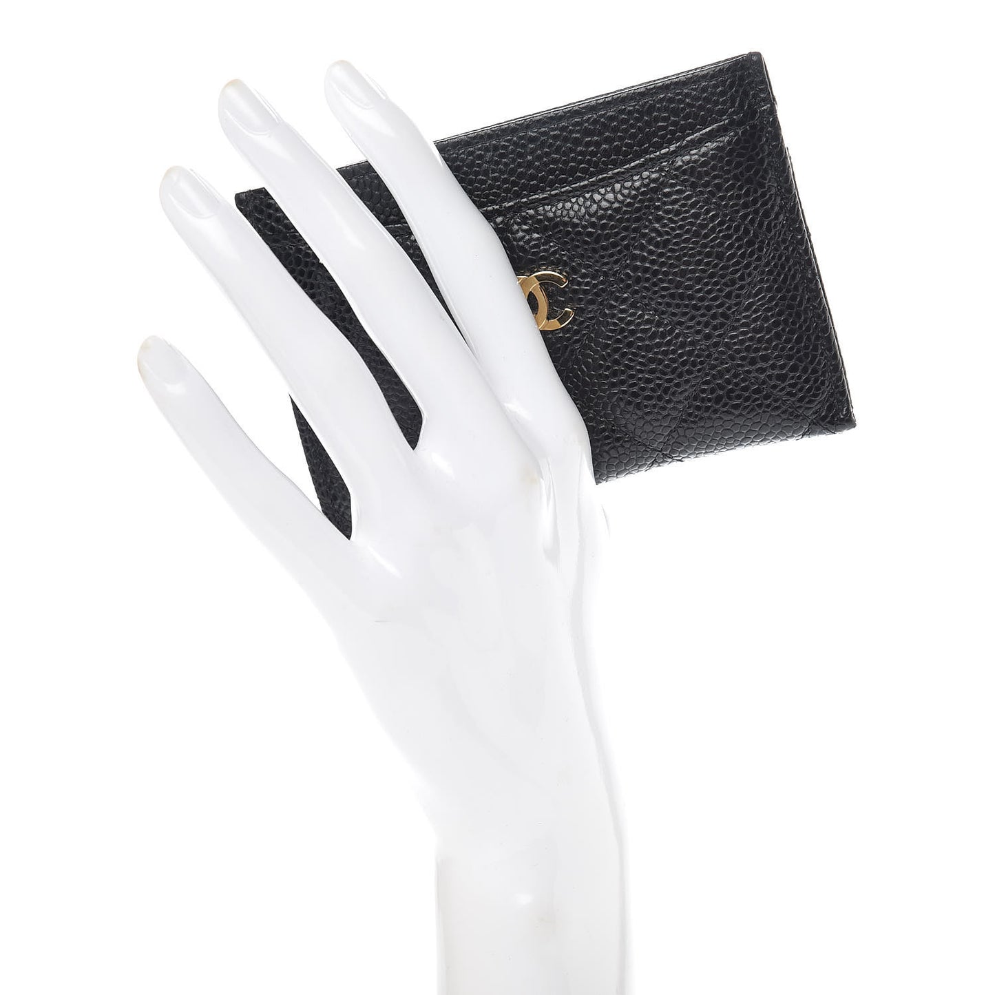 Caviar Quilted Card Holder Black