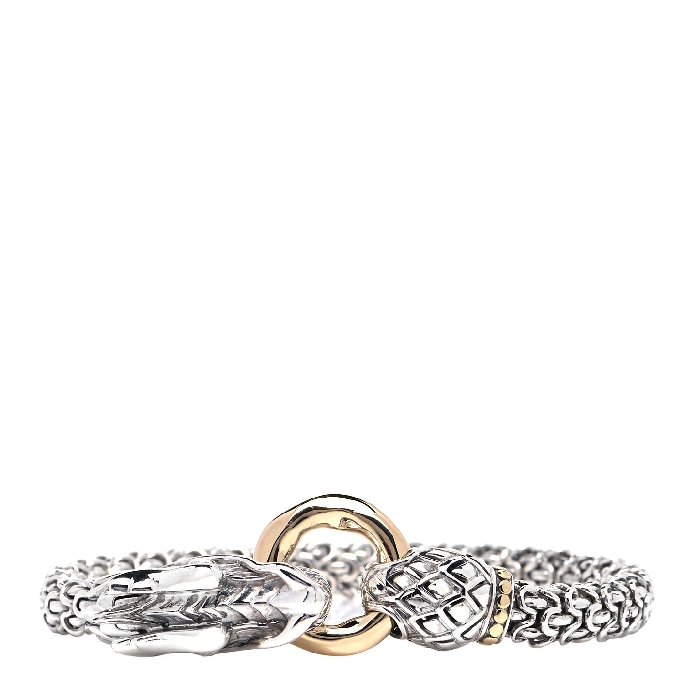Sterling Silver 18K Yellow Gold 6mm Naga Dragon Bracelet
