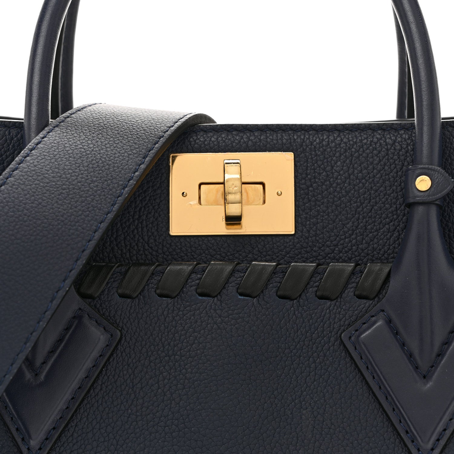 Louis Vuitton Calfskin Mahina Braided On My Side MM Navy 7 of 11