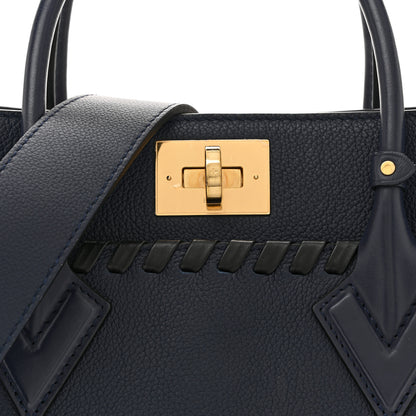 Louis Vuitton Calfskin Mahina Braided On My Side MM Navy 7 of 11