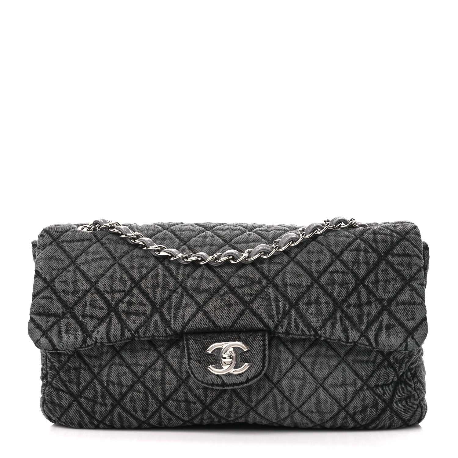 Chanel Denim Quilted Denimpression Flap Grey Black 1 of 11