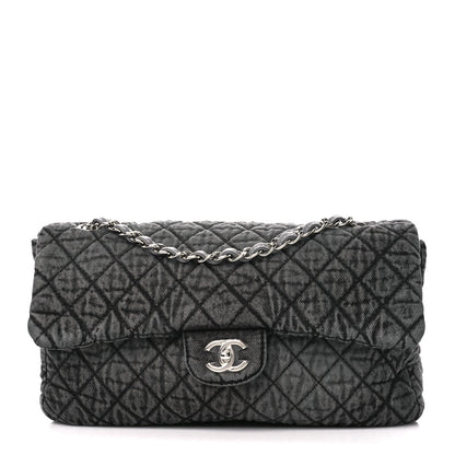 Chanel Denim Quilted Denimpression Flap Grey Black 1 of 11