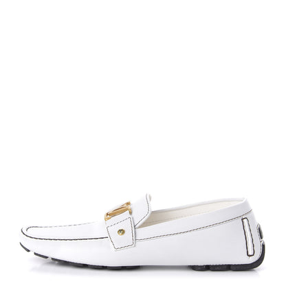 Louis Vuitton Calfskin Mens Monte Carlo Car Shoe Moccasin Loafers 10 White 1 of 11