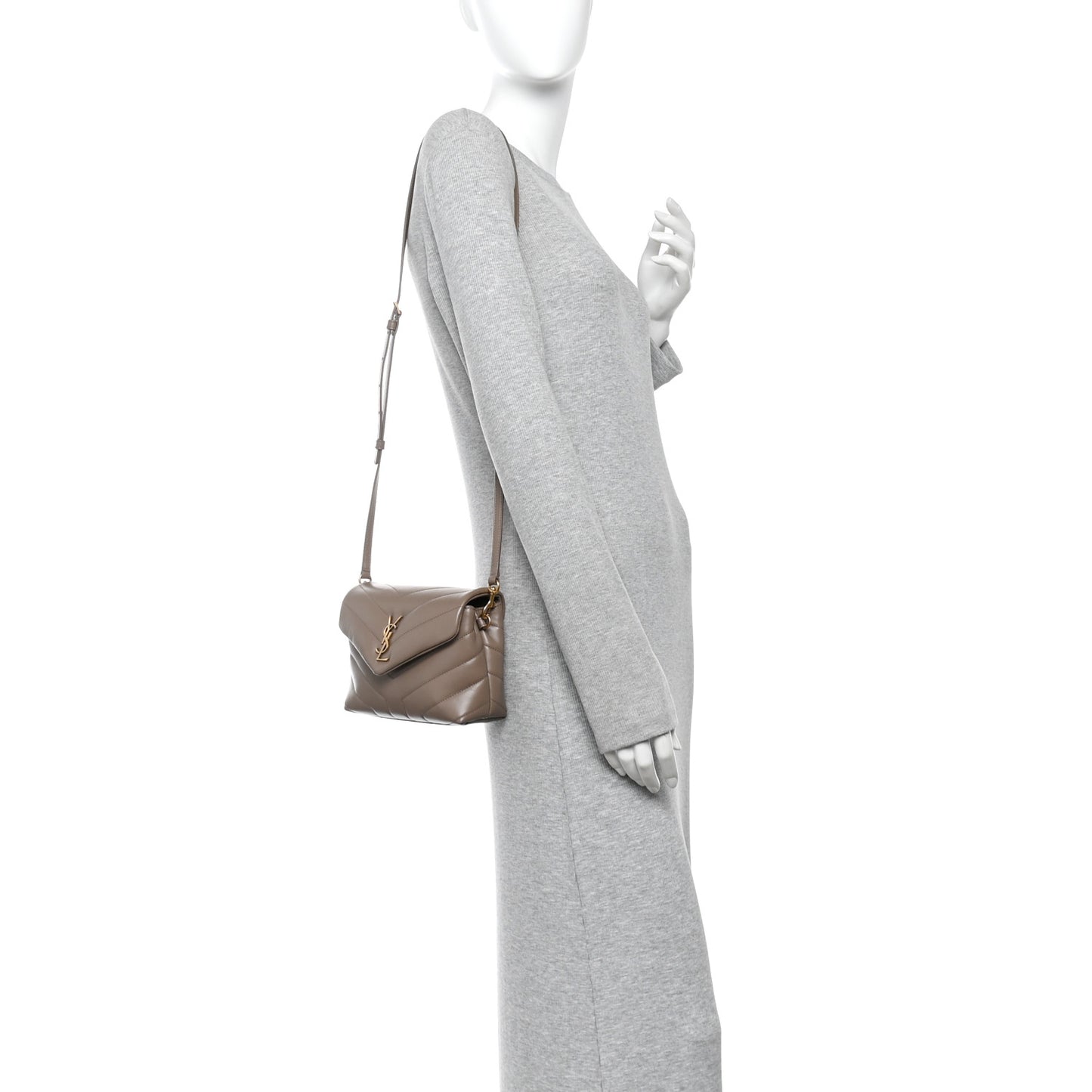 Calfskin Y Quilted Monogram Toy Loulou Crossbody Bag Taupe