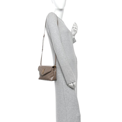Saint Laurent Calfskin Y Quilted Monogram Toy Loulou Crossbody Bag Taupe 2 of 11