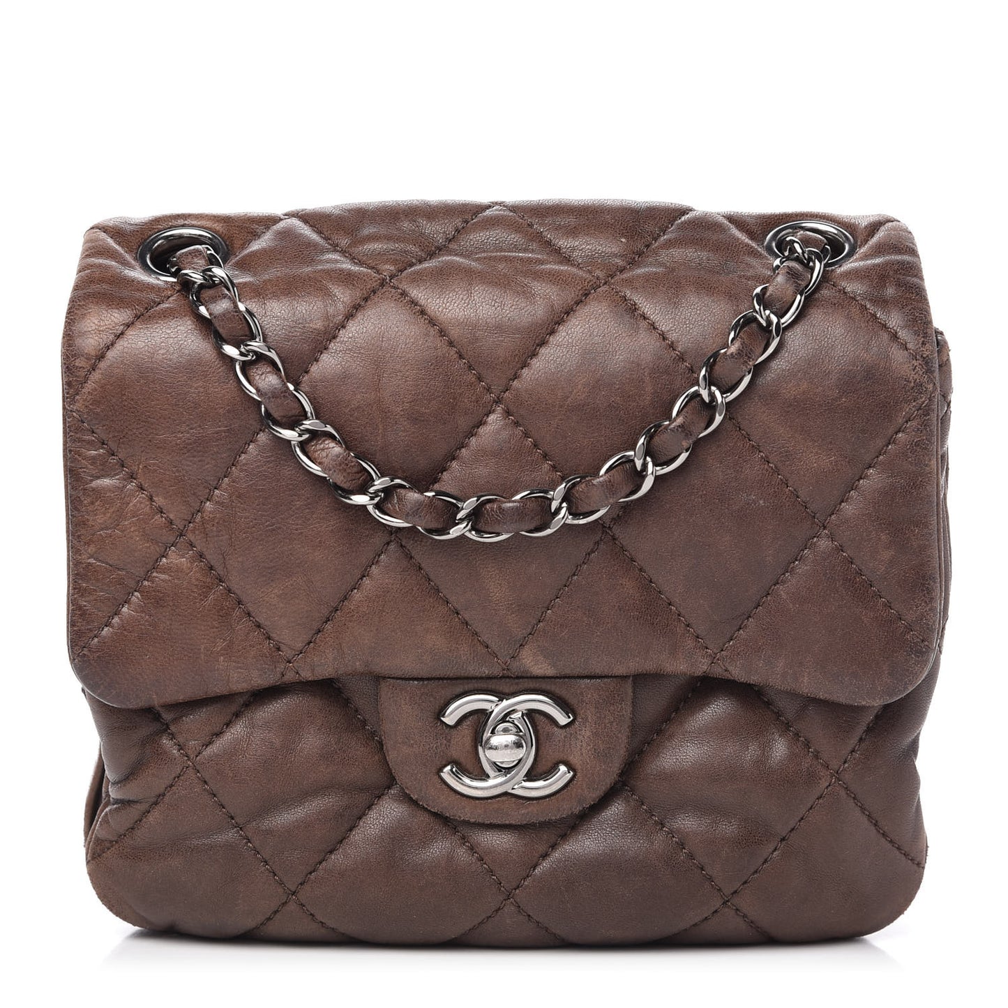 Lambskin Quilted Mini Chanel 3 Flap Brown