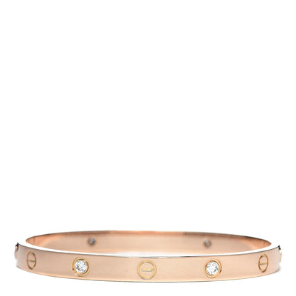 Cartier 18K Pink Gold 4 Diamond LOVE Bracelet 18 1 of 8