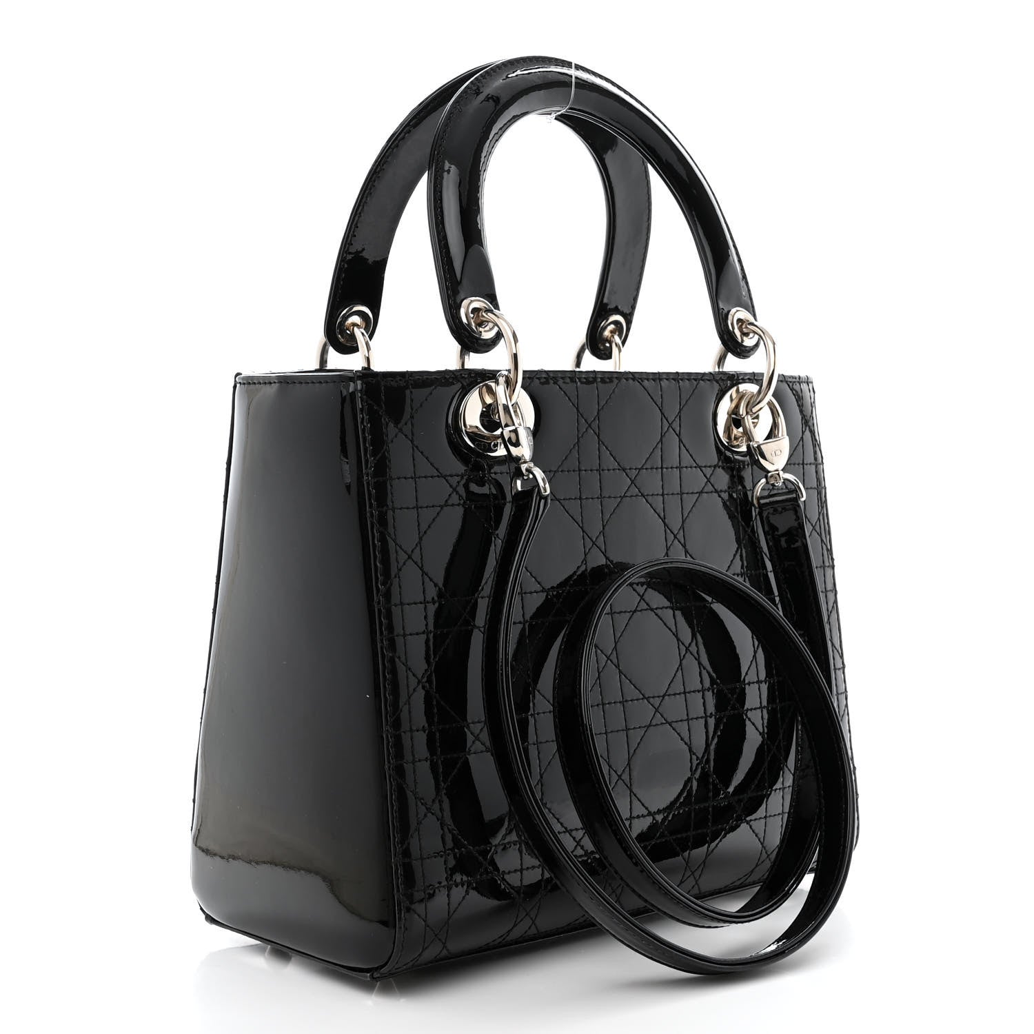 Christian Dior Patent Cannage Stitched Medium Lady Dior Black 3 of 10