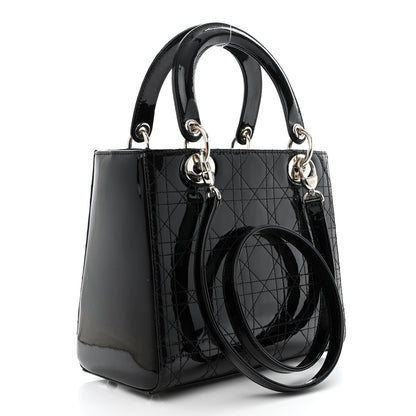 Christian Dior Patent Cannage Stitched Medium Lady Dior Black 3 of 10