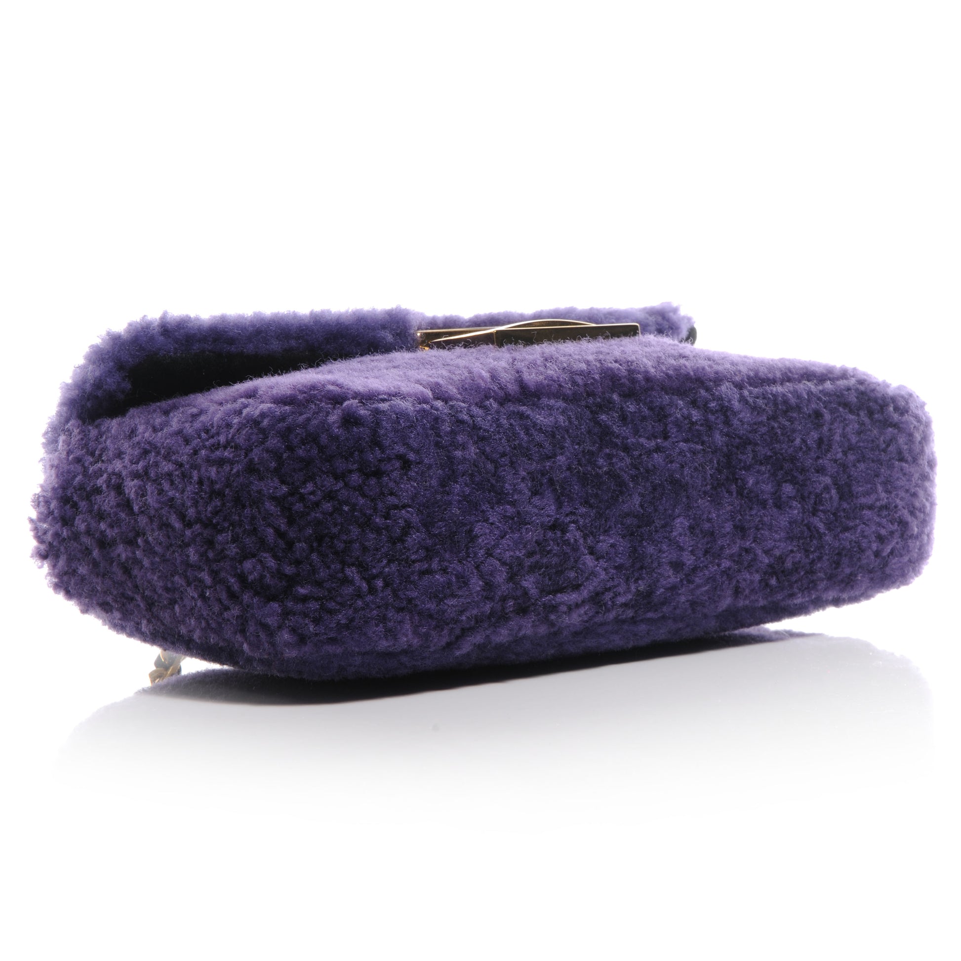 Fendi Shearling Nappa Mini Be Baguette Shoulder Bag Purple Black 4 of 10