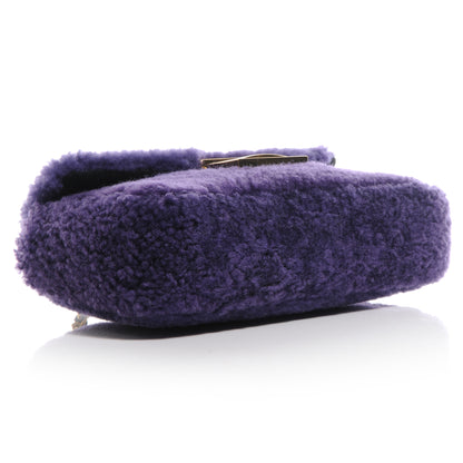 Fendi Shearling Nappa Mini Be Baguette Shoulder Bag Purple Black 4 of 10