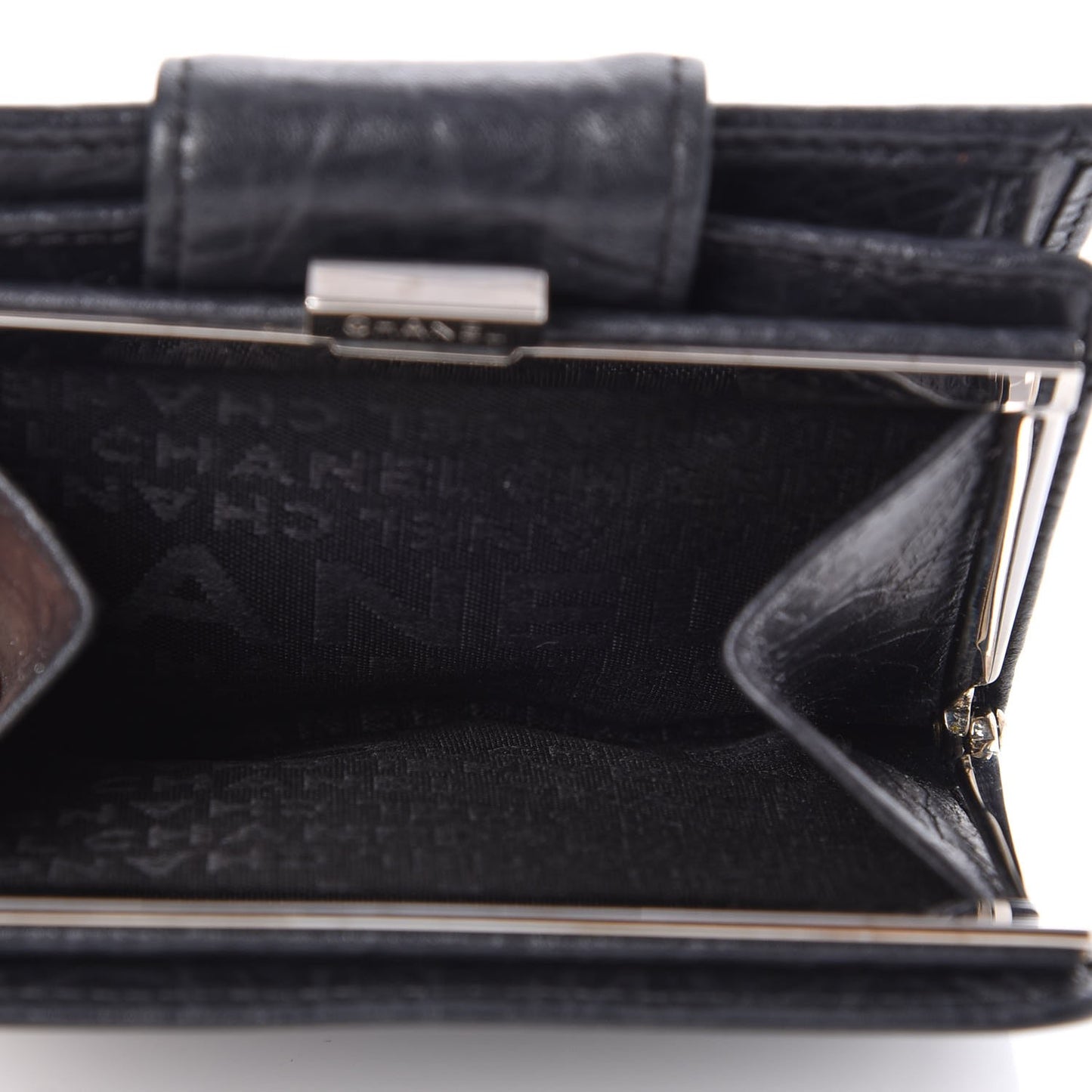 Calfskin Quilted Cambon Bi-Fold Wallet Black
