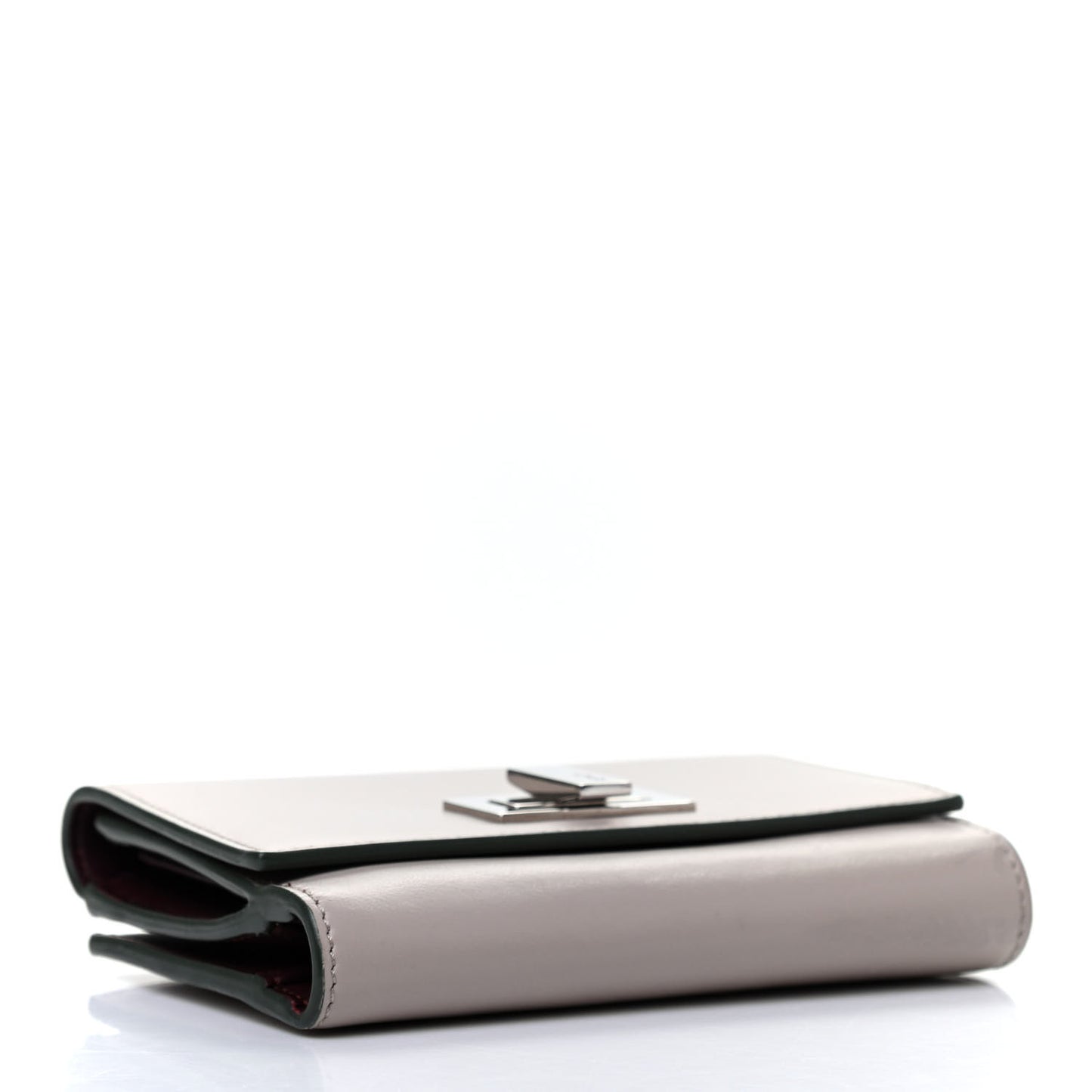 Vitello Century Bi-Color Peekaboo Compact Wallet Grigio Polvere Bordeaux