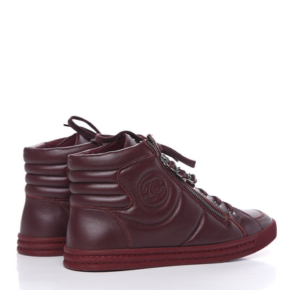 Chanel Lambskin Zipped Chain CC Sneakers 41 Burgundy 4 of 10