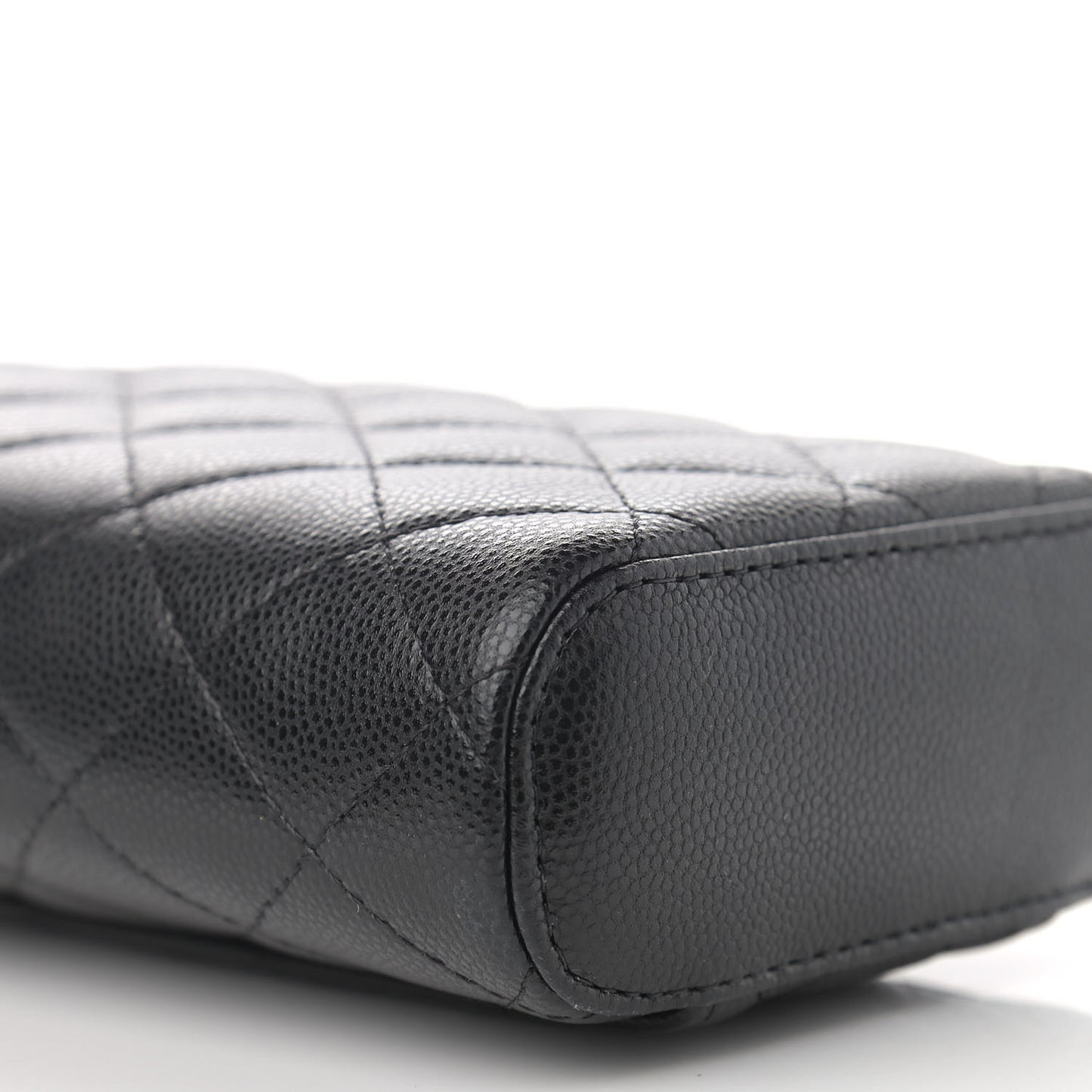Caviar Quilted Phone Holder With Chain Black