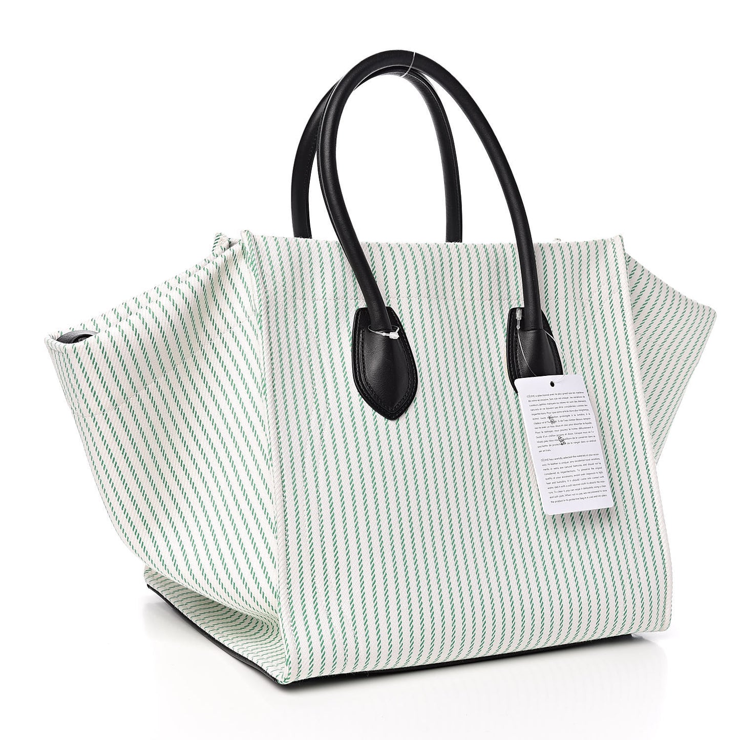 Cotton Canvas Striped Medium Phantom Luggage White Green