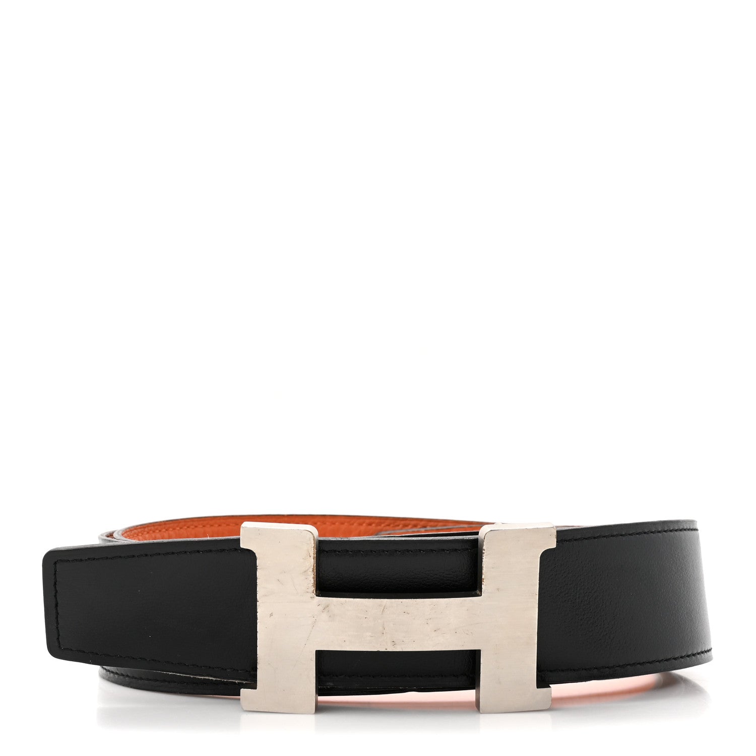 Hermes Box Togo 24mm Mini Constance H Belt 80 Black Orange 1 of 9