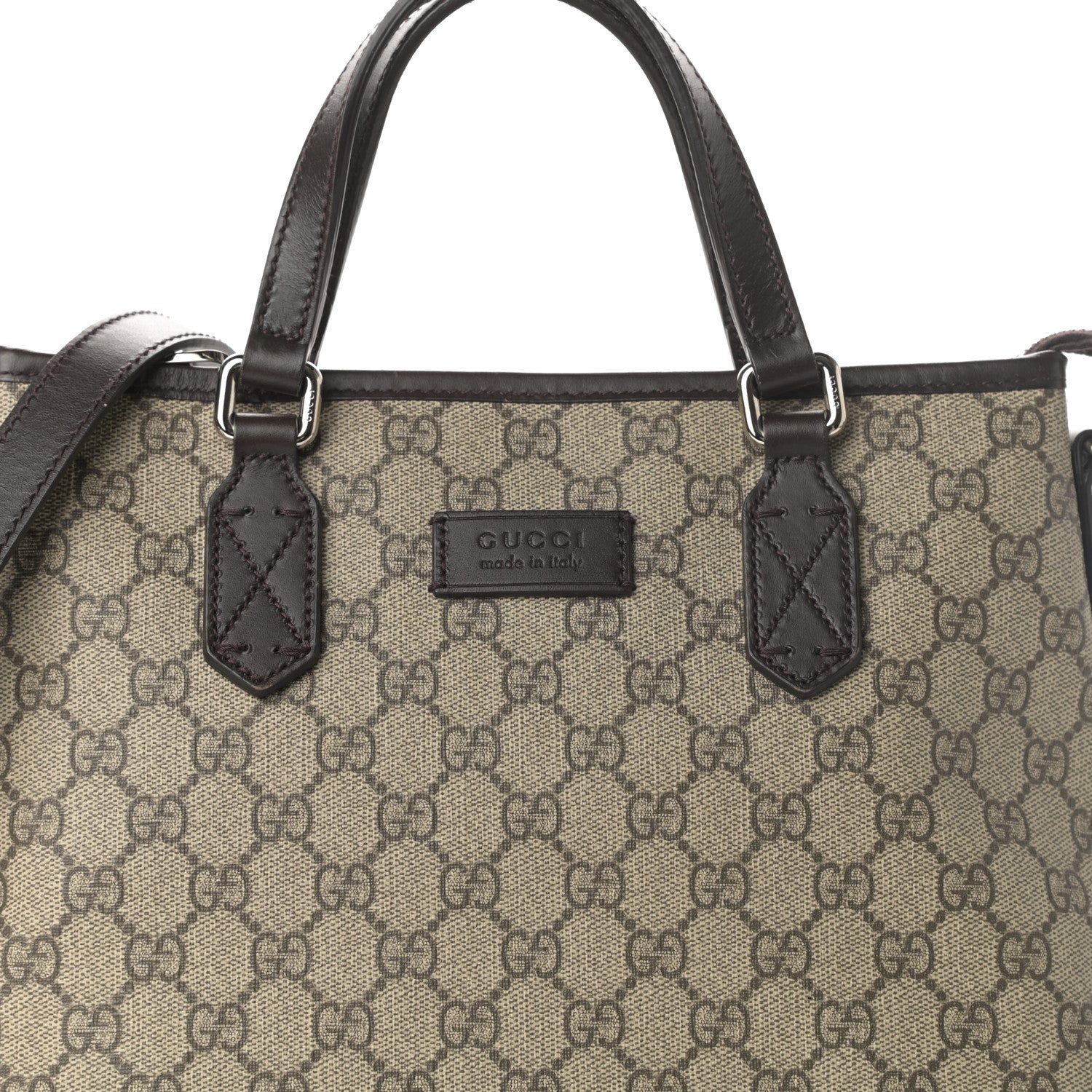 Gucci GG Supreme Monogram Small Zippered Tote Dark Brown 7 of 9