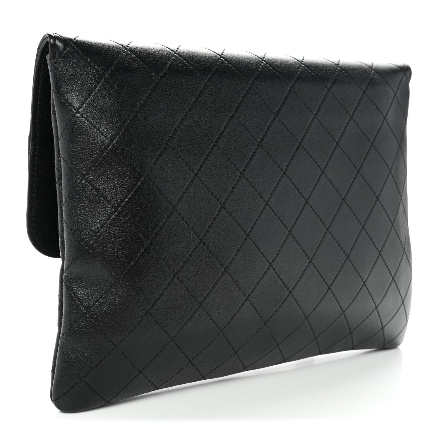 Chanel Lambskin Quilted Sleek And Chic Clutch Black Black 3 of 11