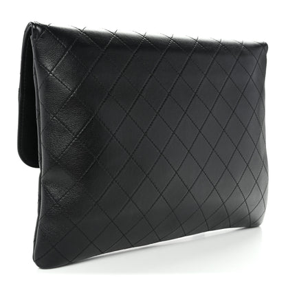 Chanel Lambskin Quilted Sleek And Chic Clutch Black Black 3 of 11