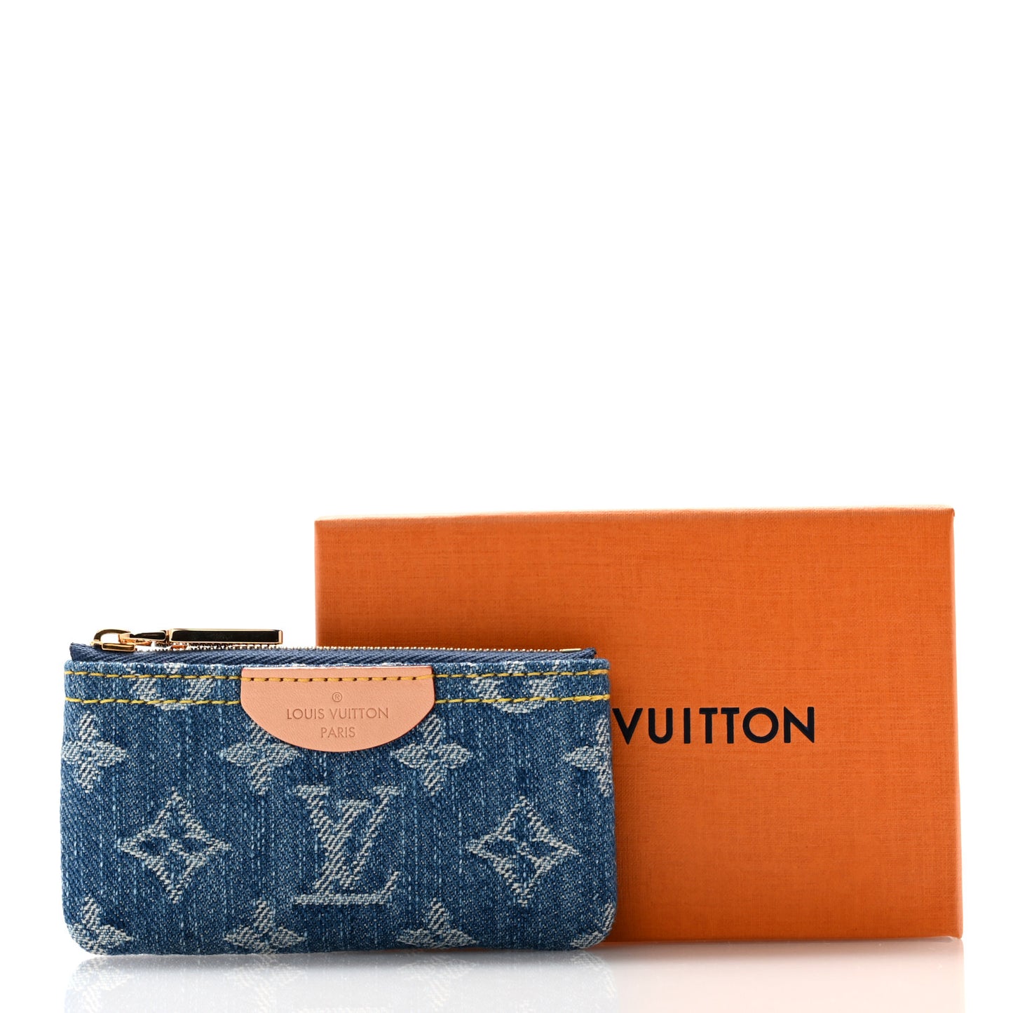 Monogram Denim Key Pouch Denim Blue