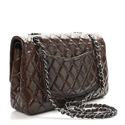 Chanel Crinkled Patent Quilted Medium Double Flap Brown 3 of 10