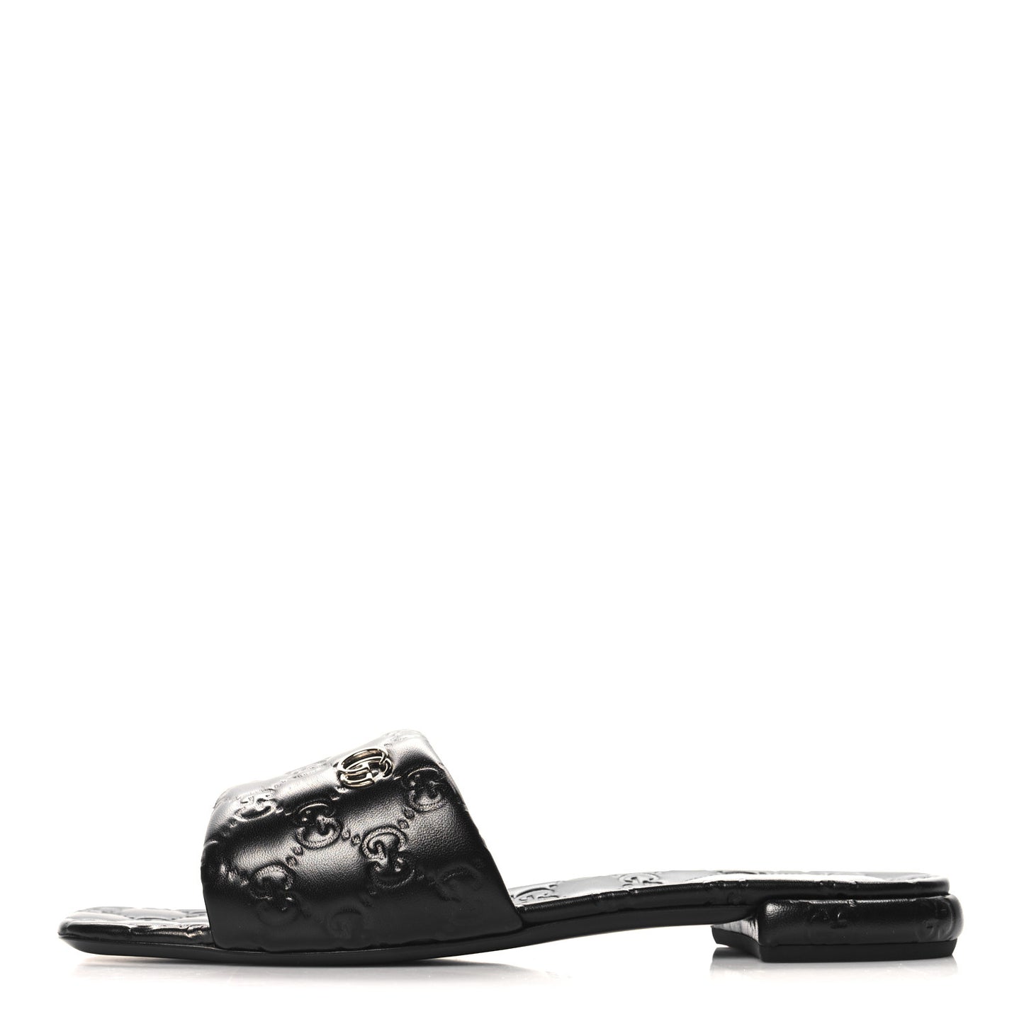 Nappa Double GG Flat Slide Sandals 40 Black
