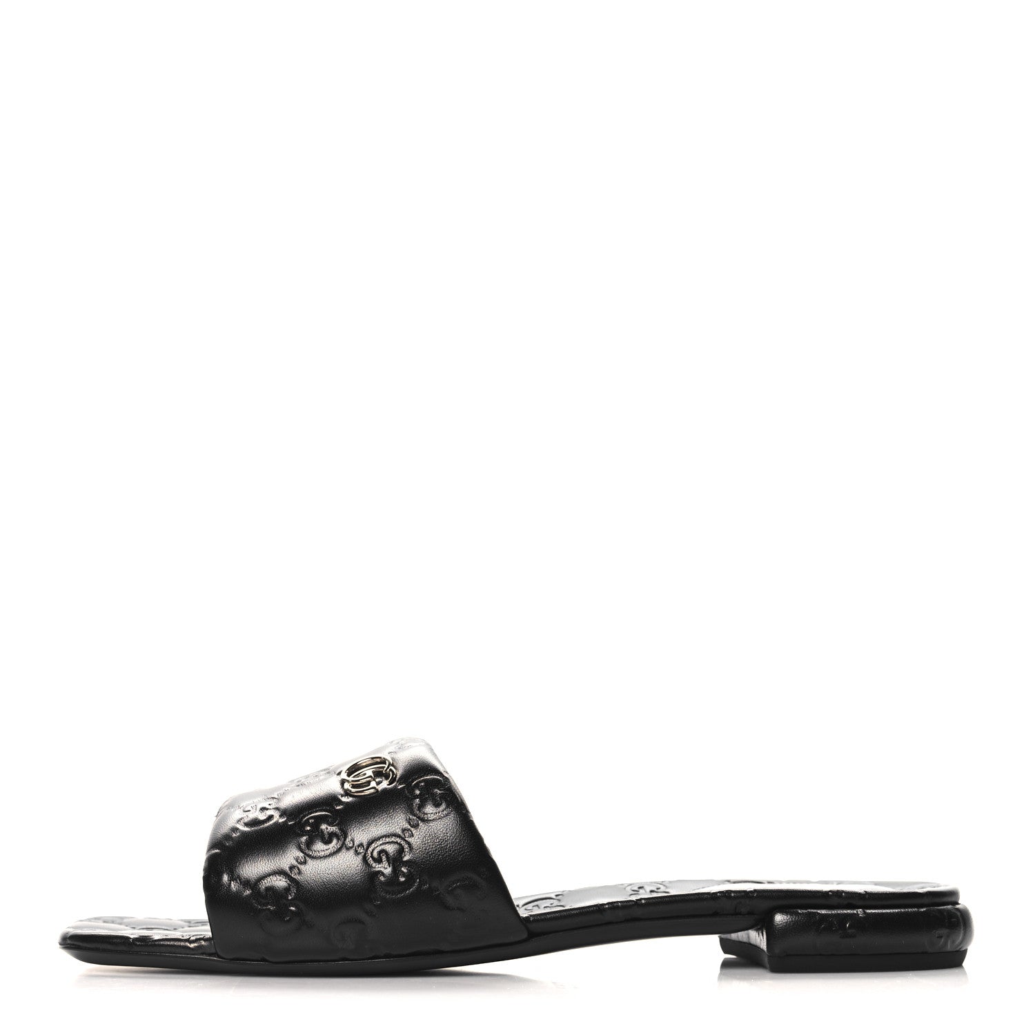 Gucci Nappa Double GG Flat Slide Sandals 40 Black 1 of 9