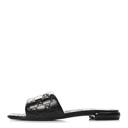 Gucci Nappa Double GG Flat Slide Sandals 40 Black 1 of 9