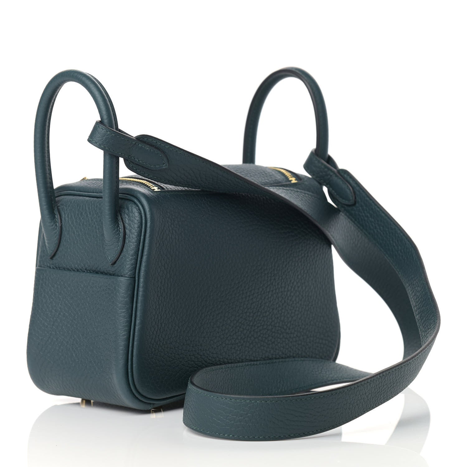 Hermes Taurillon Clemence Mini Lindy 20 Vert Cypress 3 of 10