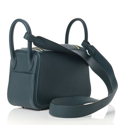 Hermes Taurillon Clemence Mini Lindy 20 Vert Cypress 3 of 10
