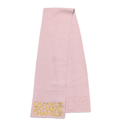 Chanel Wool Cashmere CC Scarf Pink Gold 2 of 4