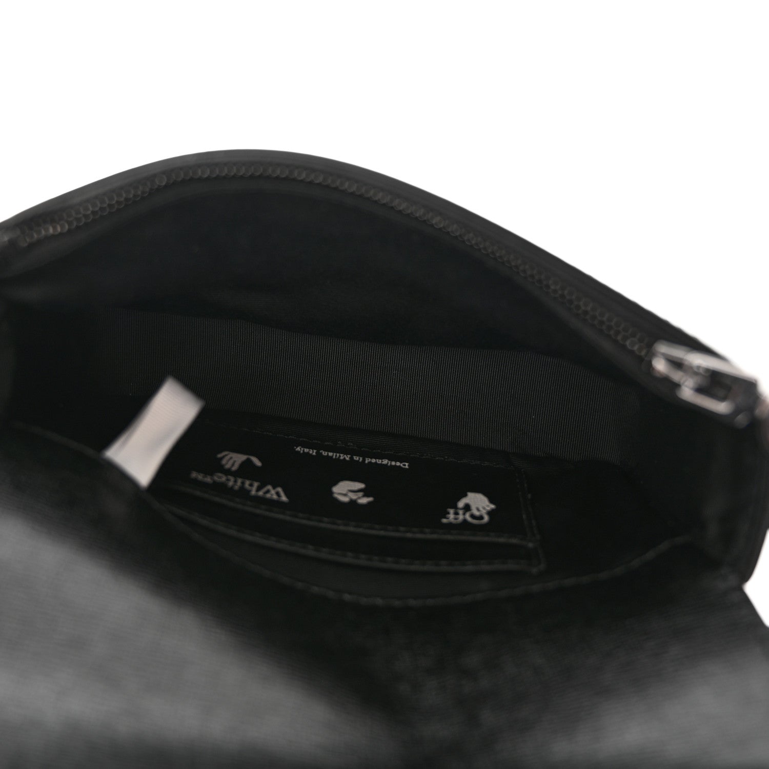 Off-White Saffiano Striped Mini Diag Binder Clip Bag Black White Indus 5 of 11
