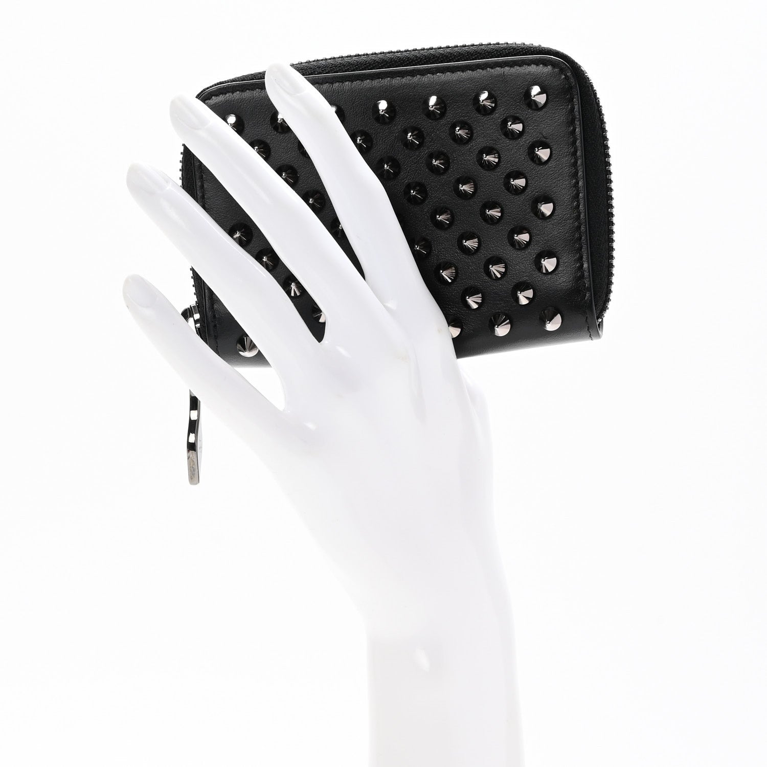 Christian Louboutin Calfskin Spiked Panettone Coin Purse Black 2 of 11