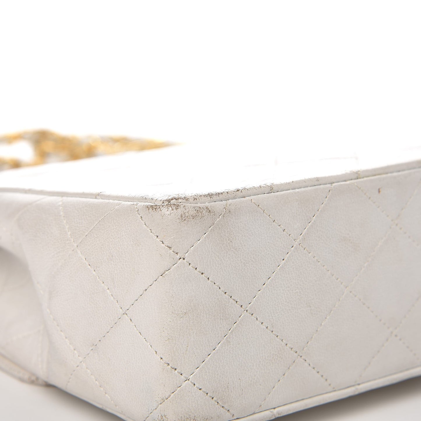 Lambskin Quilted Small Single Flap White