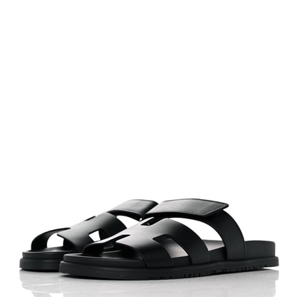 Hermes Calfskin Womens Chypre Sandals 40.5 Black 3 of 9