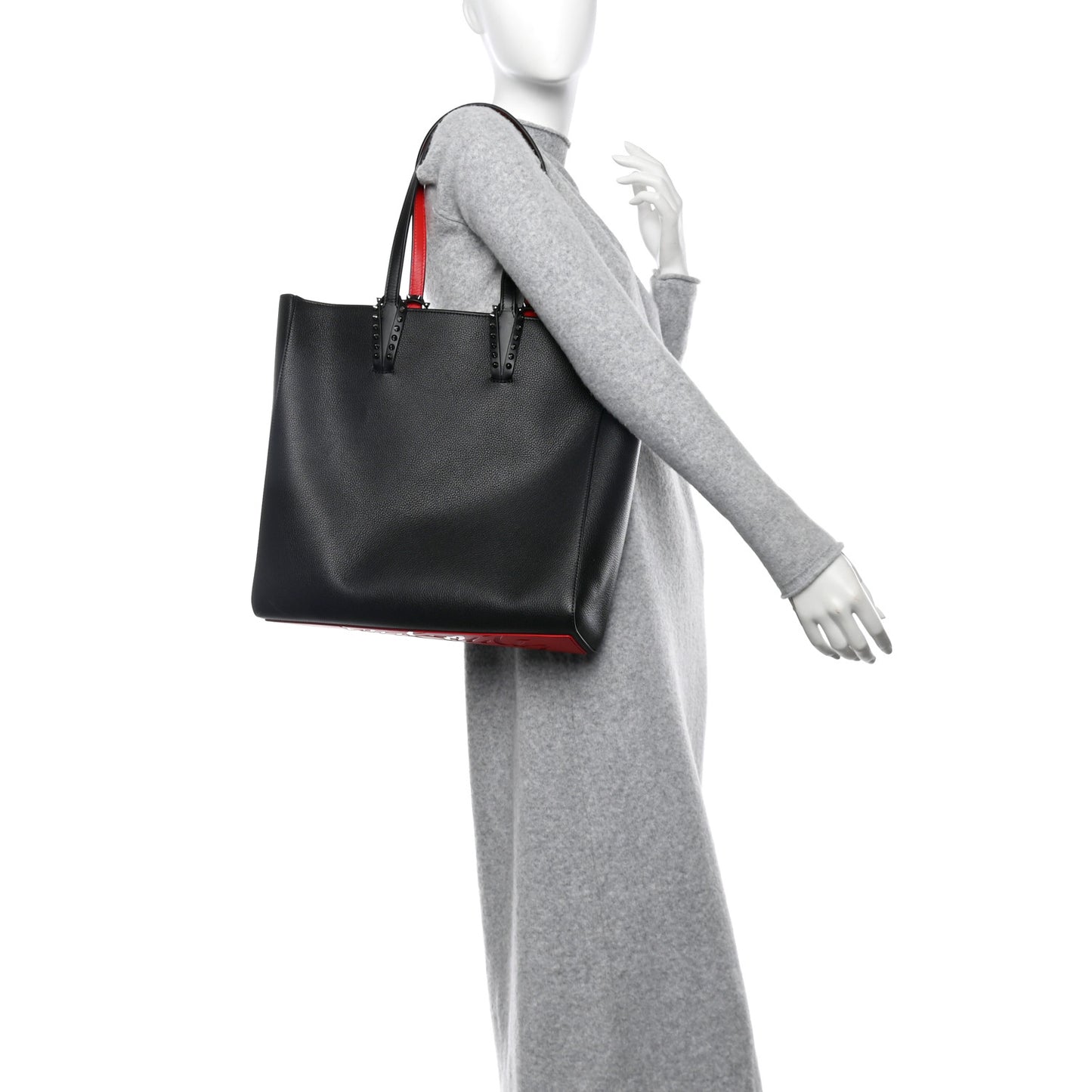 Calfskin Empire Spikes North South Cabata Tote Black