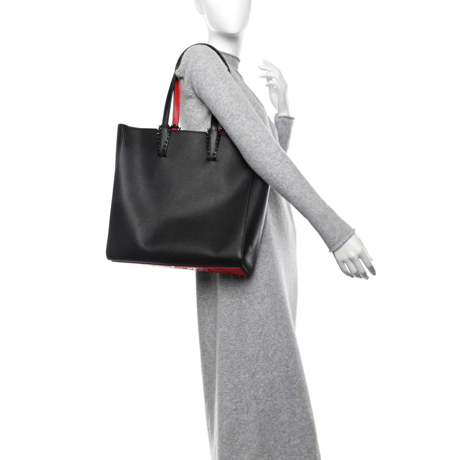 Christian Louboutin Calfskin Empire Spikes North South Cabata Tote Black 2 of 10