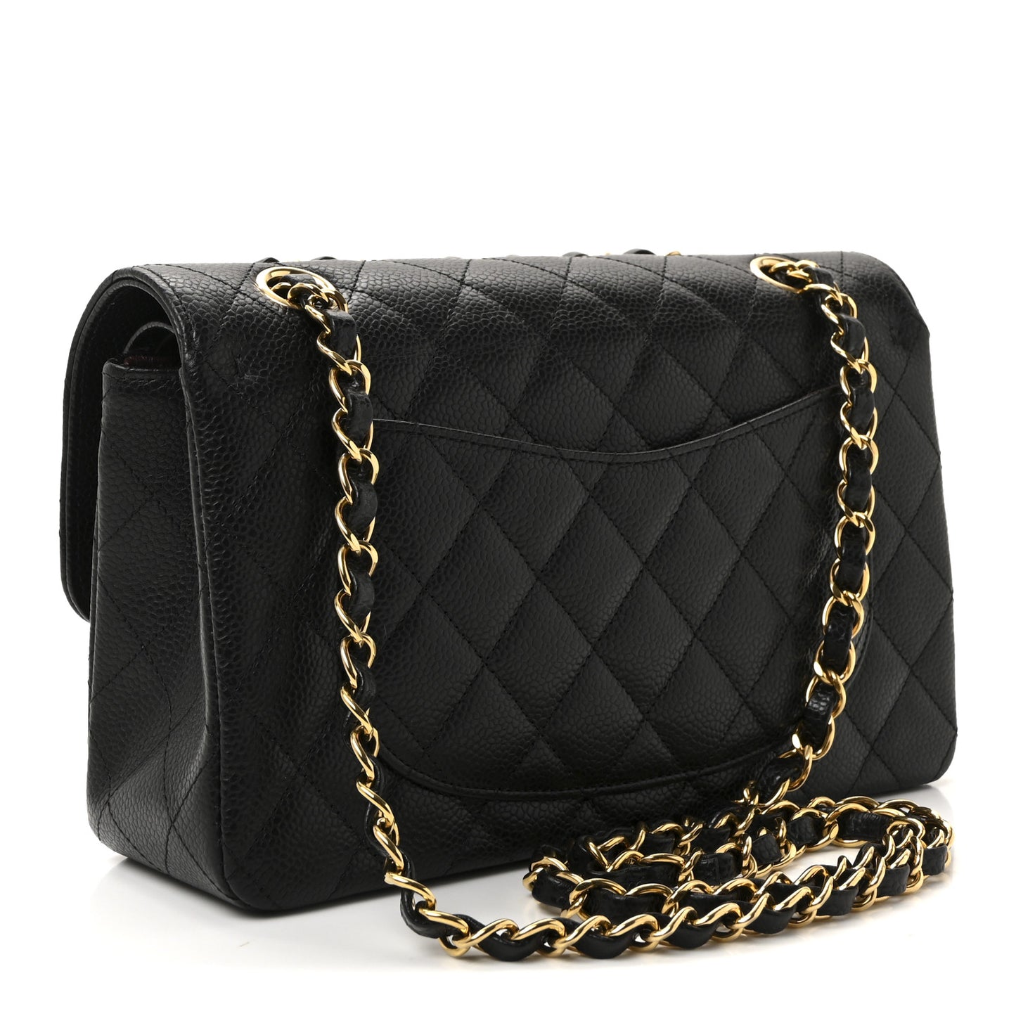 Caviar Quilted Small Double Flap Black