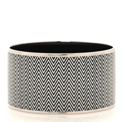 Hermes Enamel Printed Extra Wide Chevron Bracelet 70 Black 3 of 5