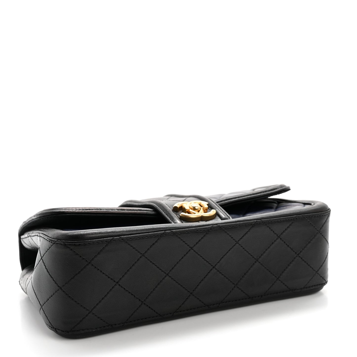 Lambskin Quilted Medium Elegant CC Flap Navy Black
