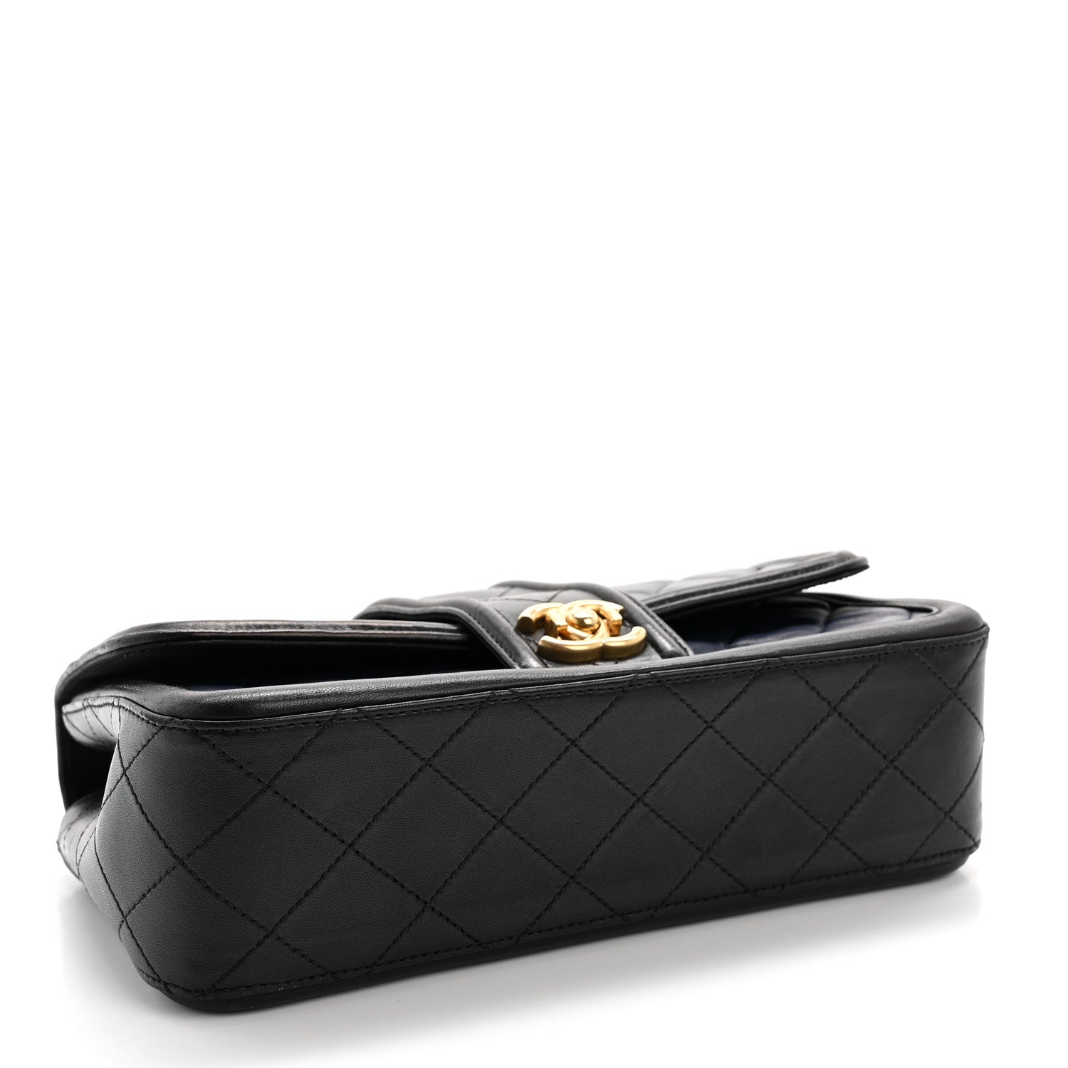 Chanel Lambskin Quilted Medium Elegant CC Flap Navy Black 4 of 11