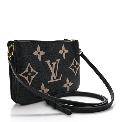 Louis Vuitton Empreinte Monogram Giant Double Zip Pochette Black Cream 3 of 10