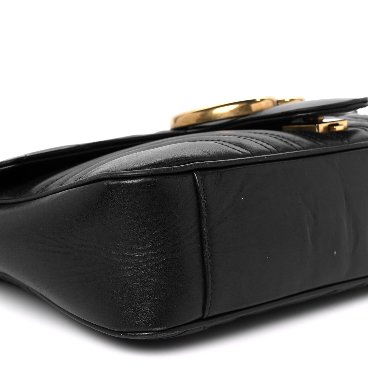 Gucci Calfskin Matelasse Medium GG Marmont Shoulder Bag Black 10 of 13