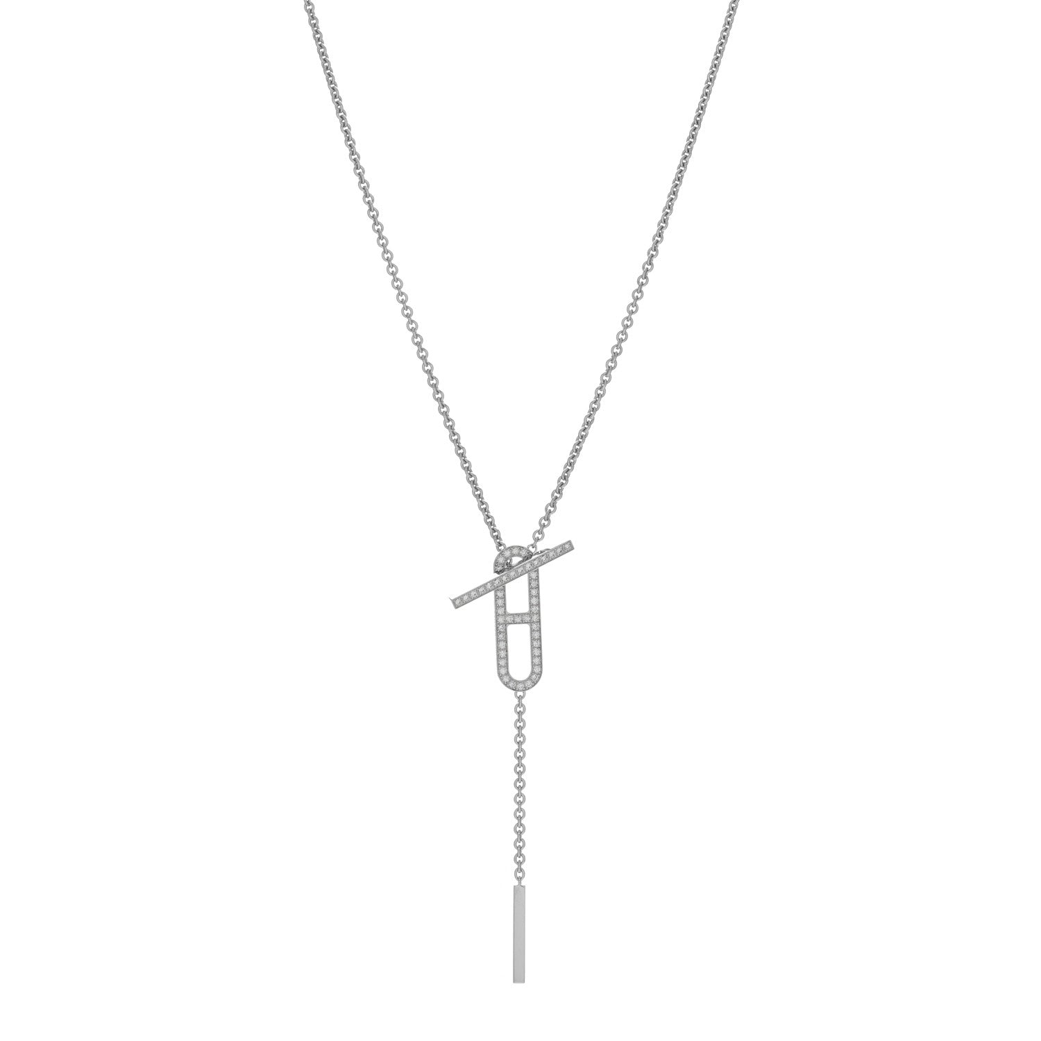 Hermes 18K White Gold Diamond PM Ever Chaine D'Ancre Necklace 1 of 5