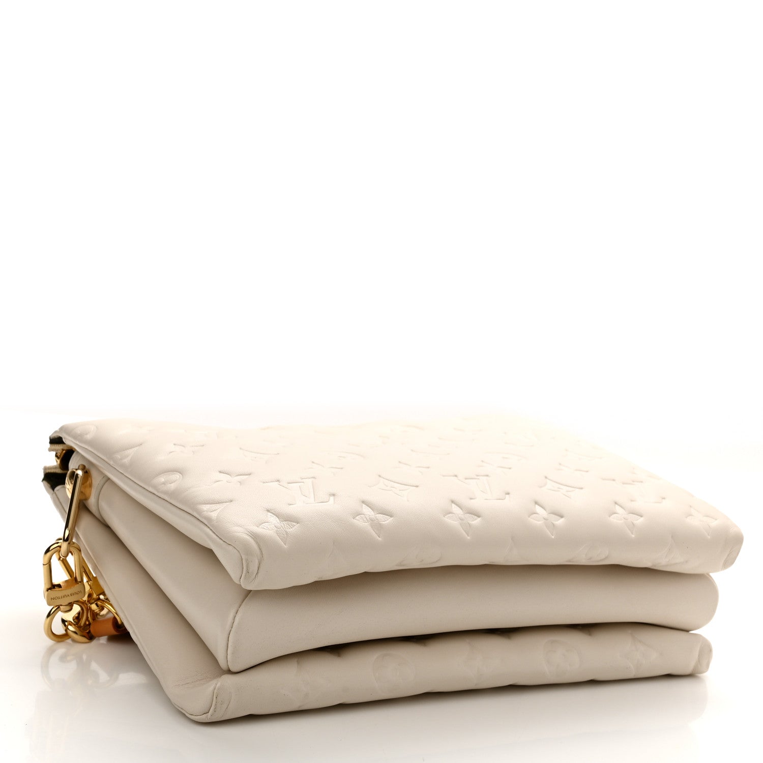Louis Vuitton Lambskin Embossed Monogram Coussin PM Beige Cream 4 of 11