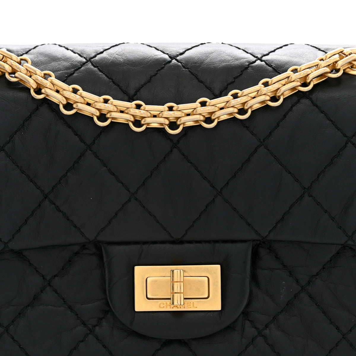 Aged Calfskin Quilted 2.55 Reissue Mini Flap Black