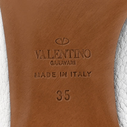 Valentino Garavani Metallic Pebbled Calfskin Rockstud Ballerina Flats 35 Silver 6 of 12