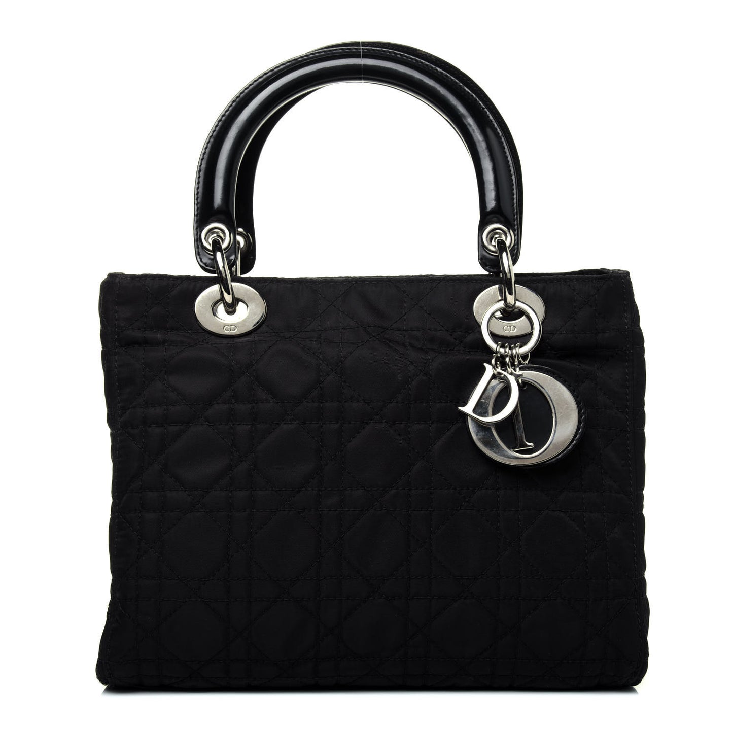 Nylon Cannage Medium Lady Dior Black