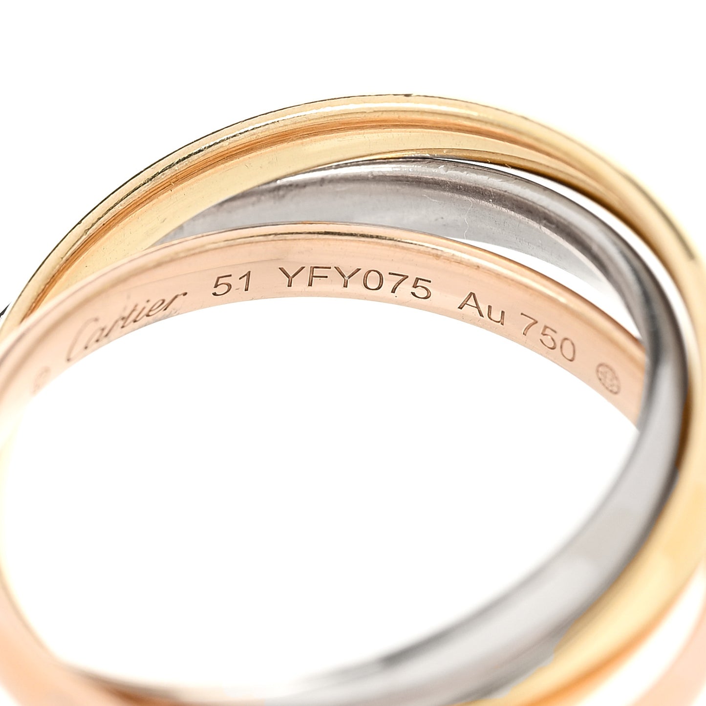18K Pink Yellow White Gold Small Trinity Ring 51 5.75